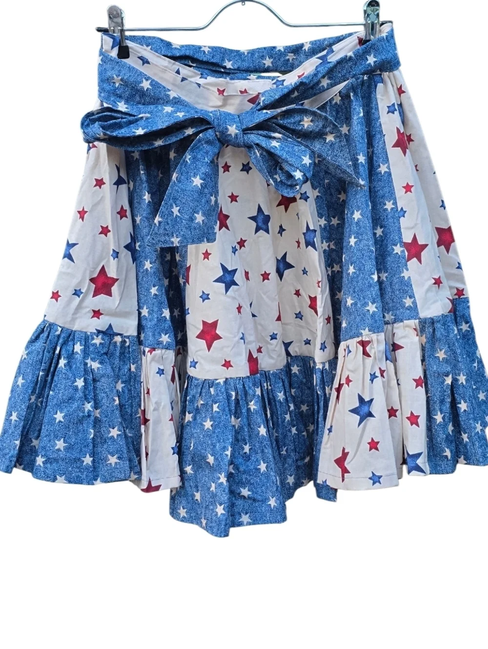 Vintage Americana Stars Ruffle Square Dance Mini Skirt